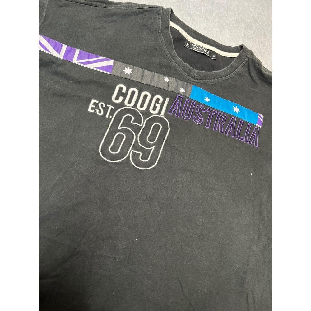 Coogi‎ Australia Mens Black Graphic T-Shirt Est 69 Sleeve Pocket 5X Y2K hiphop